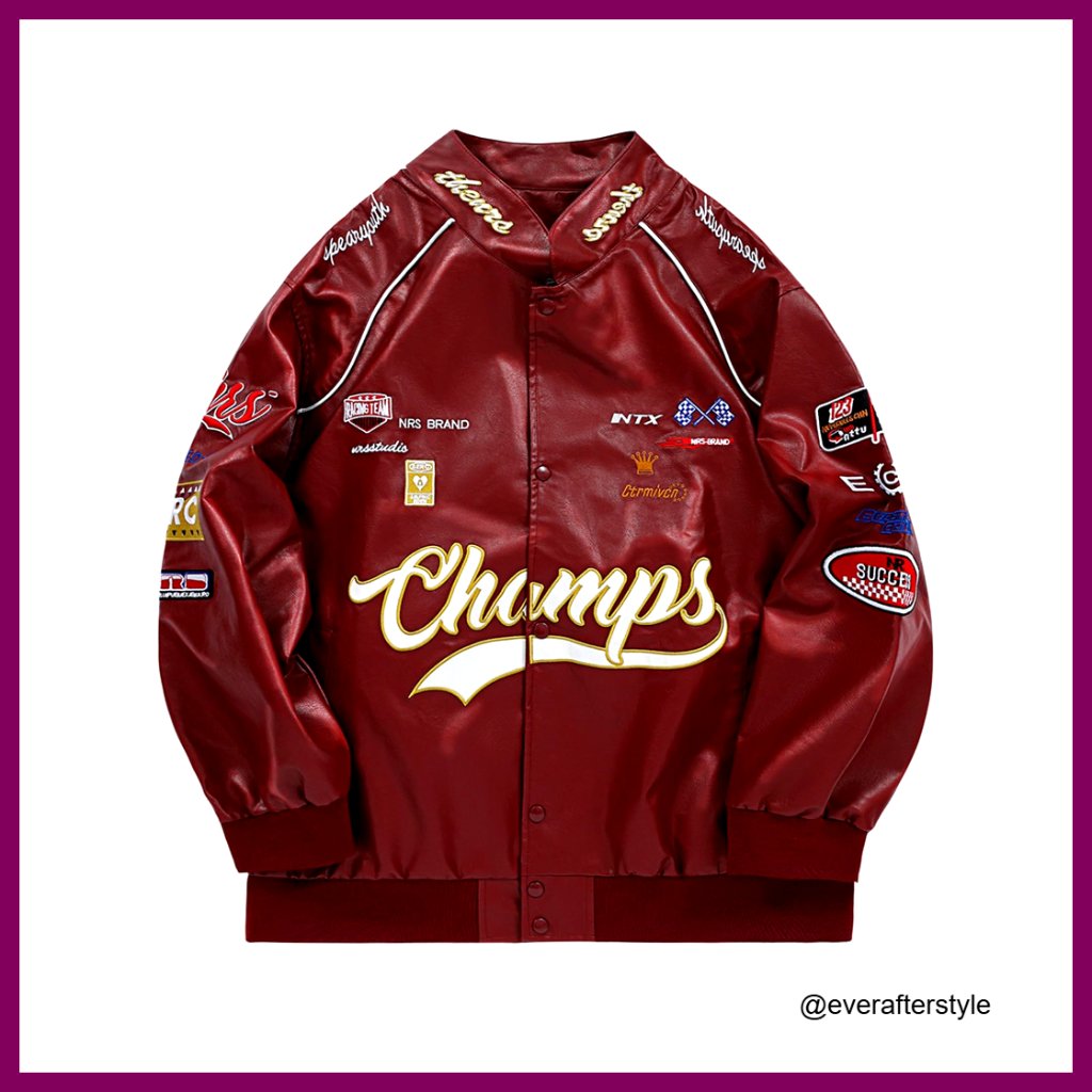 Oversized Faux Leather Motorcycle Jacket Streetwear Biker Racer Chic Unisex